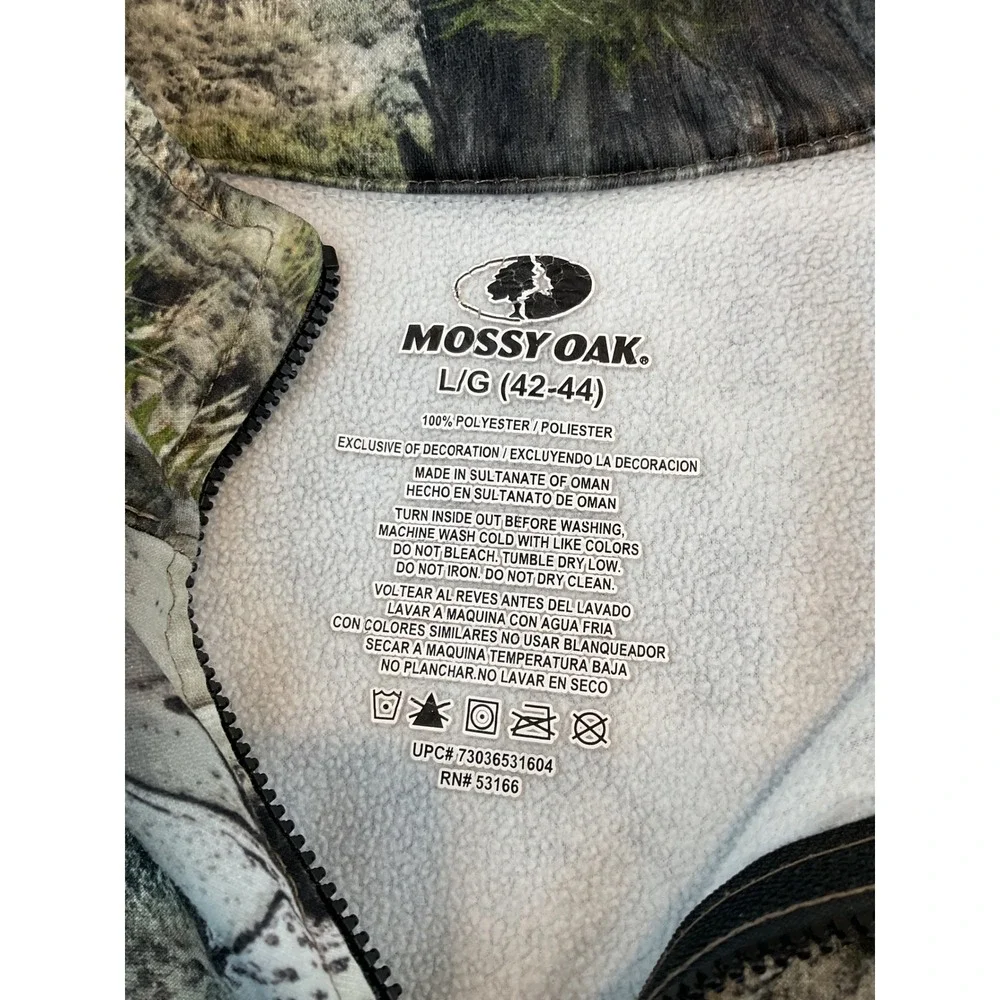 Mossy Oak Mens Birch Forest Camo 1/4 Zip Fleece Pullover Large 42-44‎ Hunting